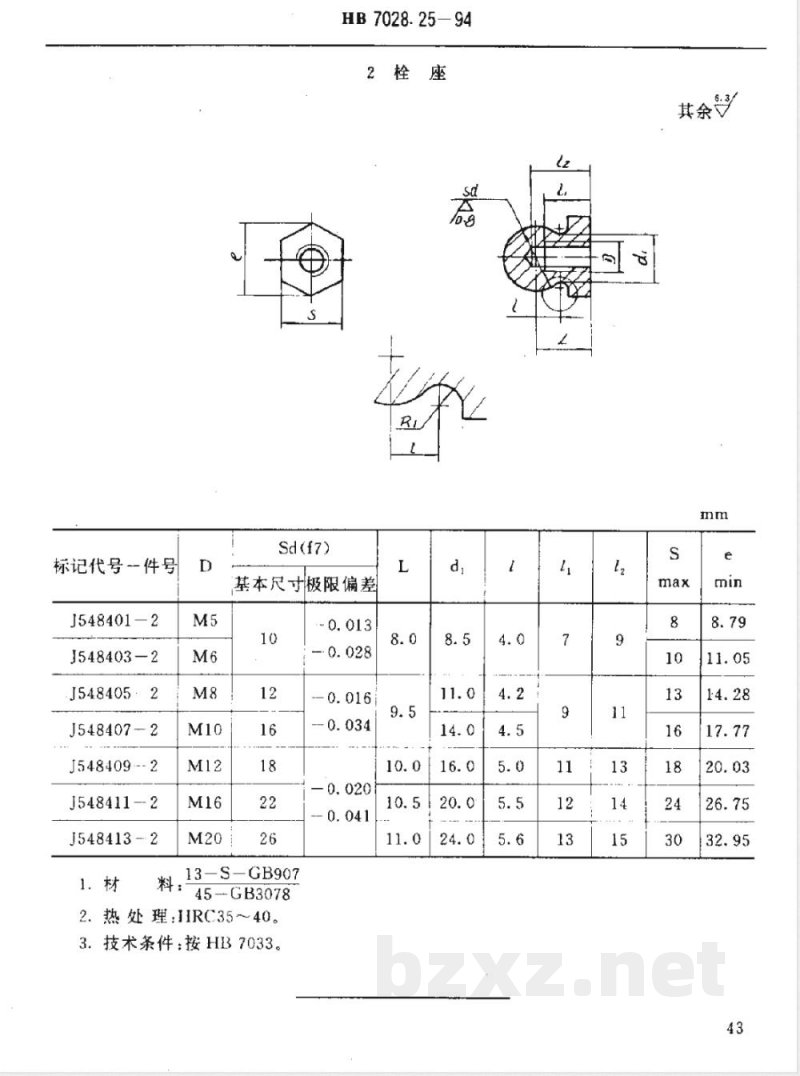 HB 7028.25-1994 夹具通用件压紧件 浮动压块 HB 7028.25-1994 夹具通用件压紧件 浮动压块