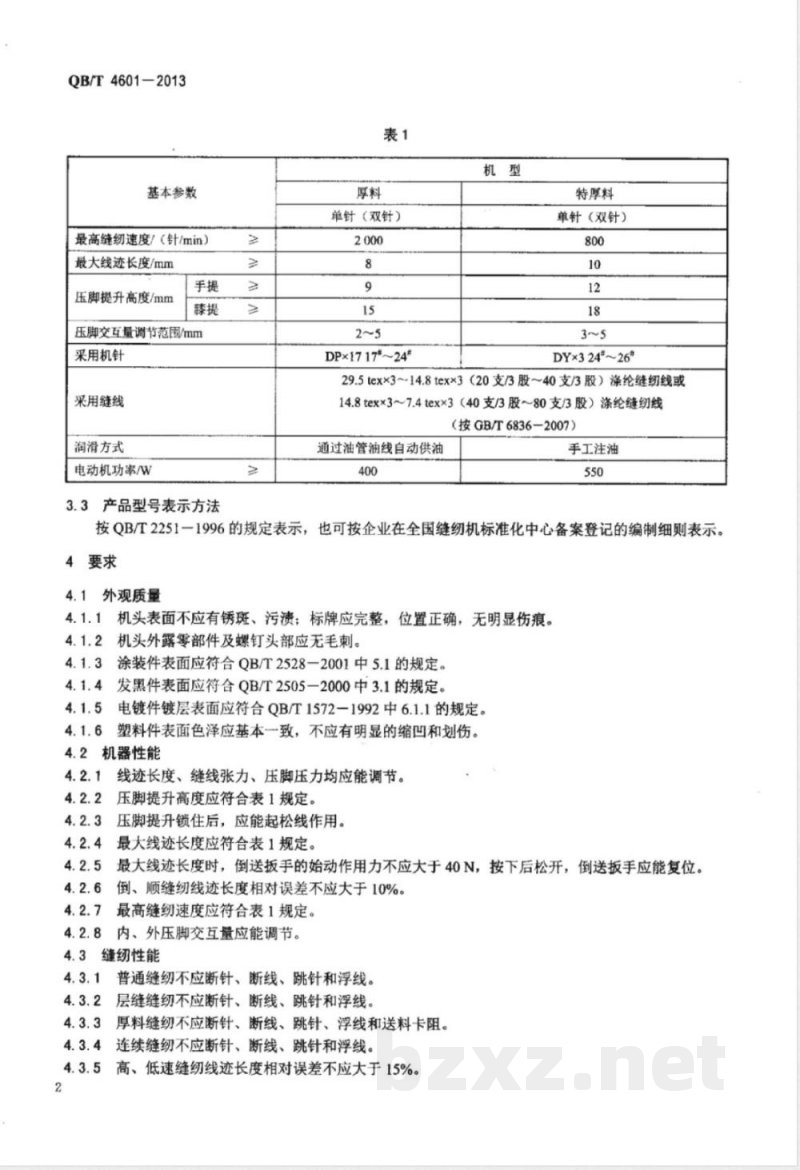 QB/T 4601-2013工业用缝纫机 综合送料缝纫机机头 QB/T 4601-2013工业用缝纫机 综合送料缝纫机机头