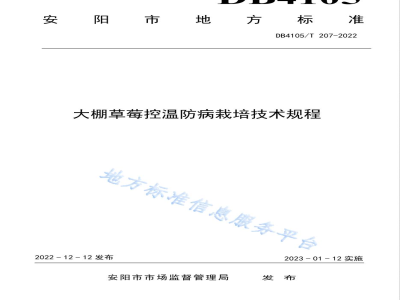 DB4105/T 207-2022大棚草莓控温防病栽培技术规程