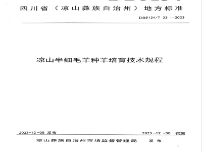 DB5134/T 33-2023凉山半细毛羊种羊培育技术规程