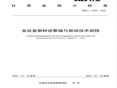 DB62/T 5096-2025金丝皇菊种苗繁殖与栽培技术规程