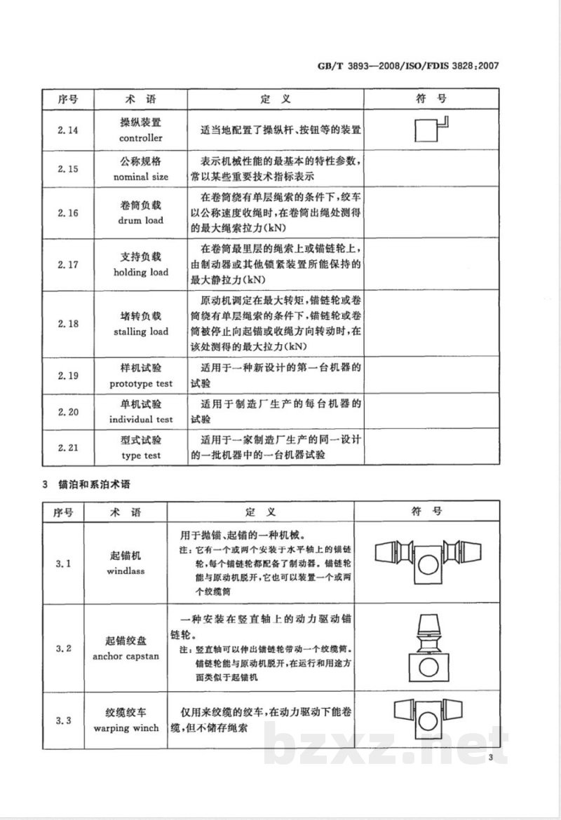 GB/T 3893-2008 造船及海上结构物 甲板机械 术语和符号 GB/T 3893-2008 造船及海上结构物 甲板机械 术语和符号