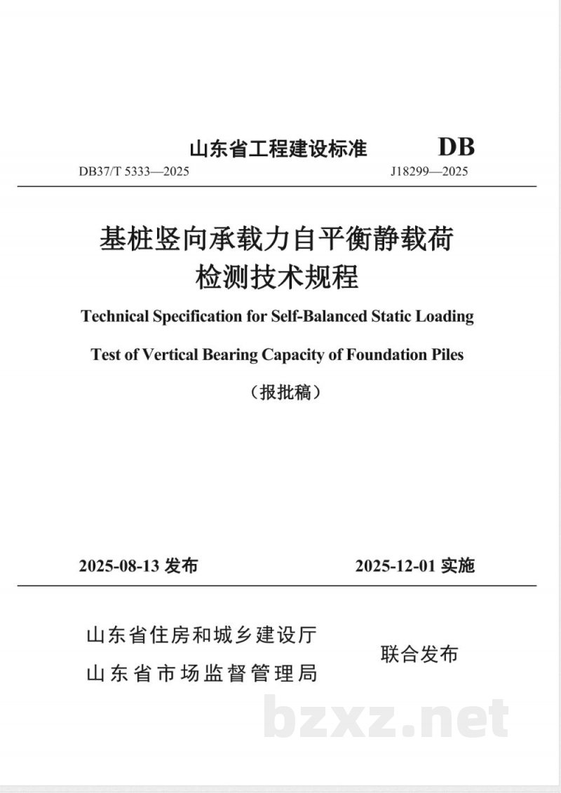 DB37/T 5333-2025基桩竖向承载力自平衡静载荷检测技术规程 DB37/T 5333-2025基桩竖向承载力自平衡静载荷检测技术规程