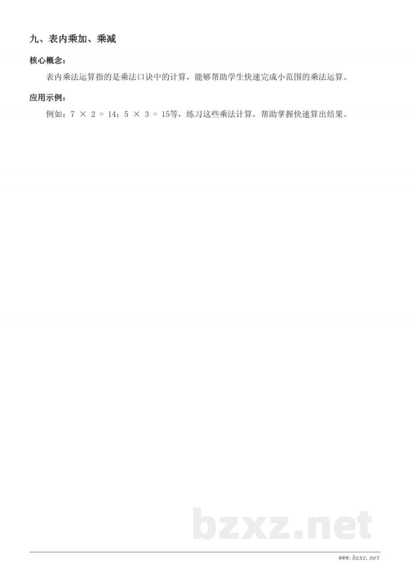 二年级数学苏教版《表内乘法（一）》知识点梳理