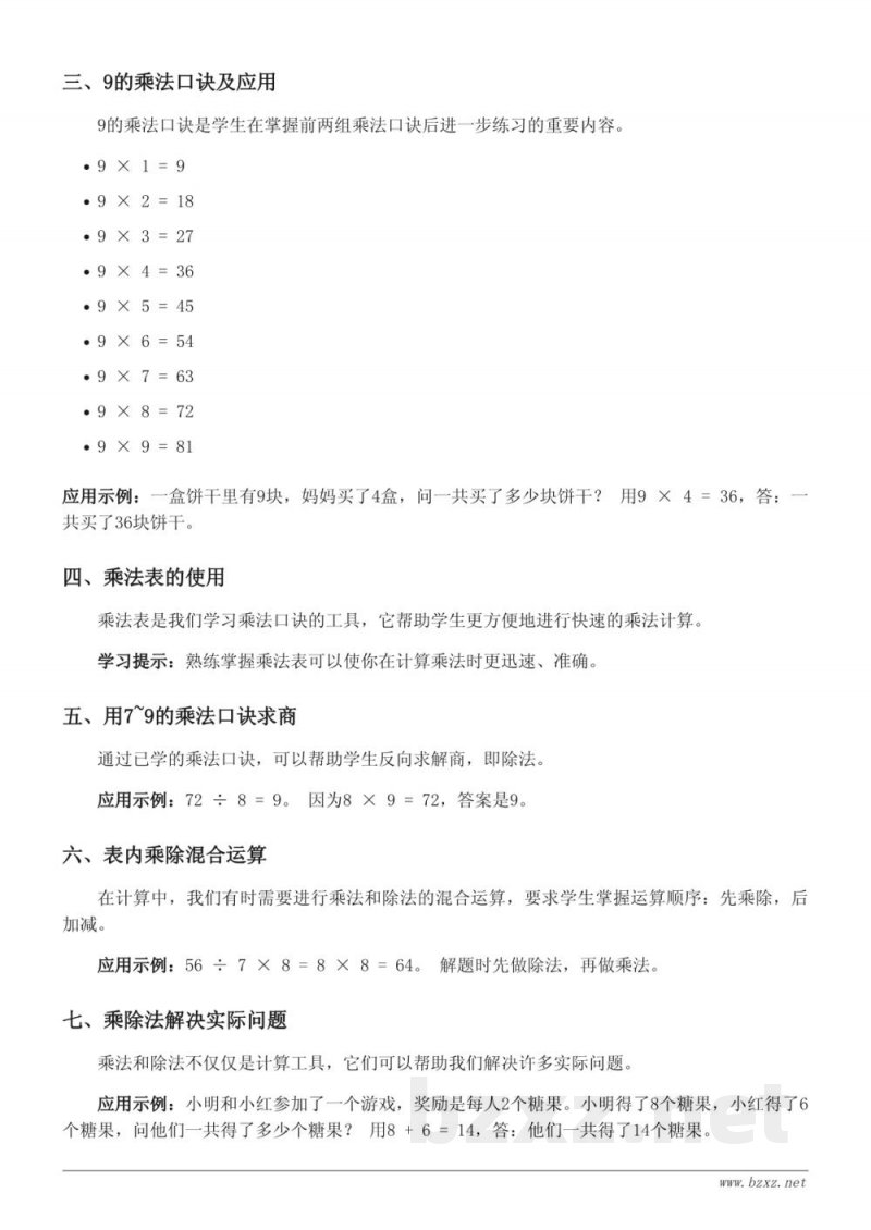 二年级数学知识点梳理 - 苏教版下册