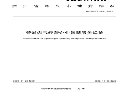 DB3306/T 049-2022管道燃气经营企业智慧服务规范