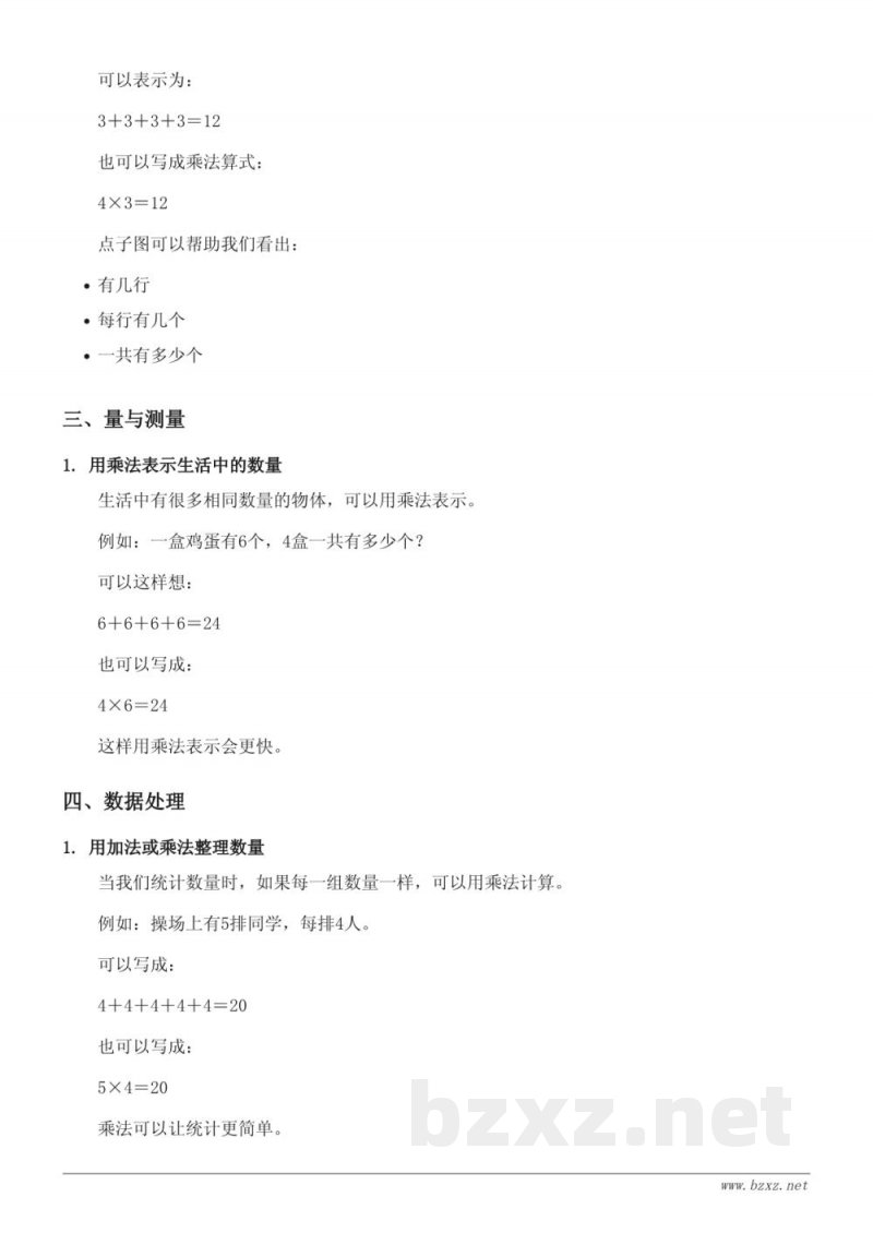 青岛版二年级数学上册《看魔术——乘法的初步认识》知识点梳理 青岛版二年级数学上册《看魔术——乘法的初步认识》知识点梳理