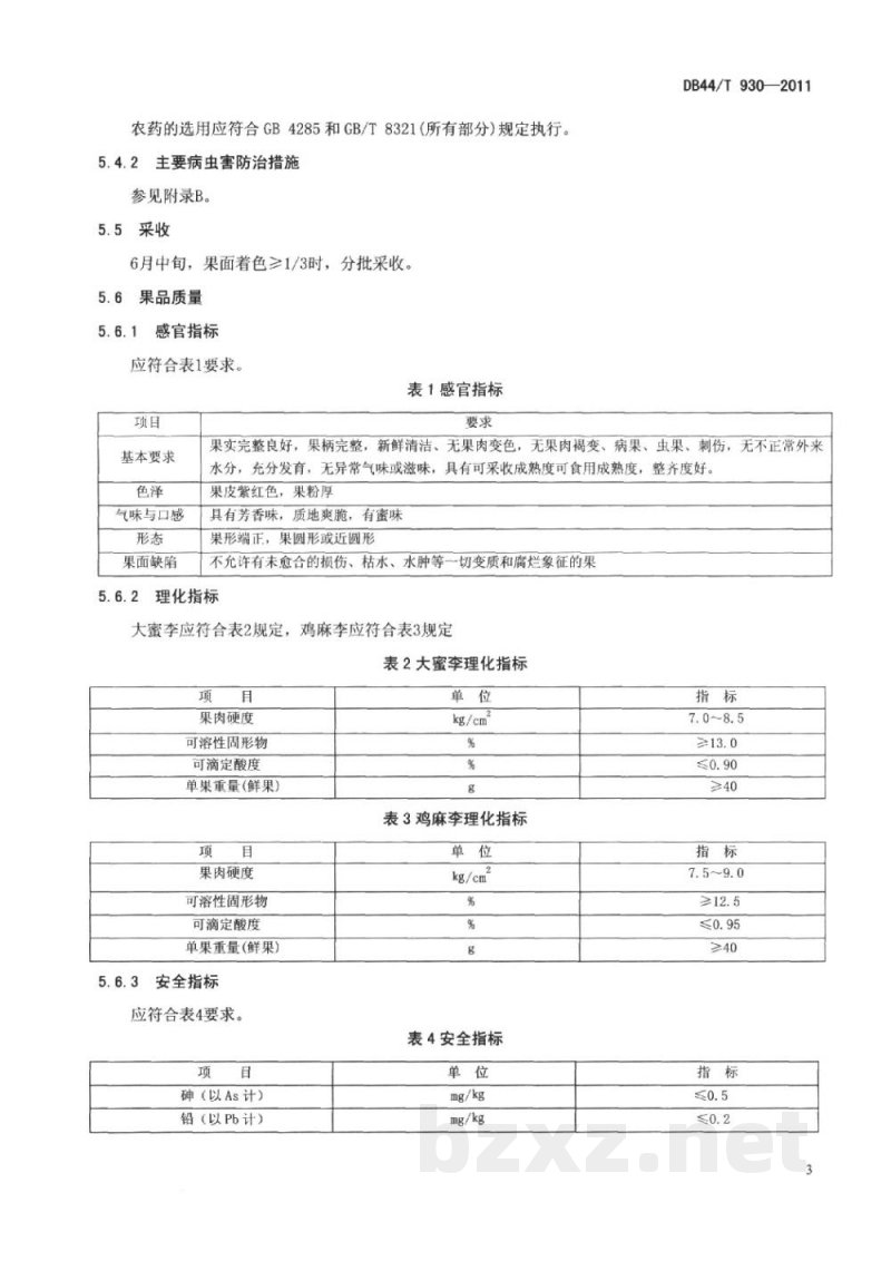 DB44/T 930-2011地理标志产品 三华李 DB44/T 930-2011地理标志产品 三华李