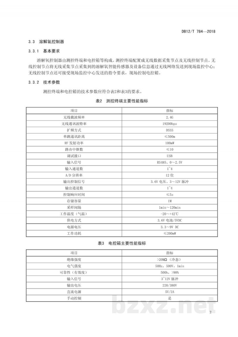 DB12/T 784-2018水产养殖溶解氧无线测控系统技术规范 DB12/T 784-2018水产养殖溶解氧无线测控系统技术规范