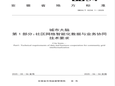 DB34/T 5234.1-2025城市大脑 第1部分：社区网格智能化数据与业务协同技术要求