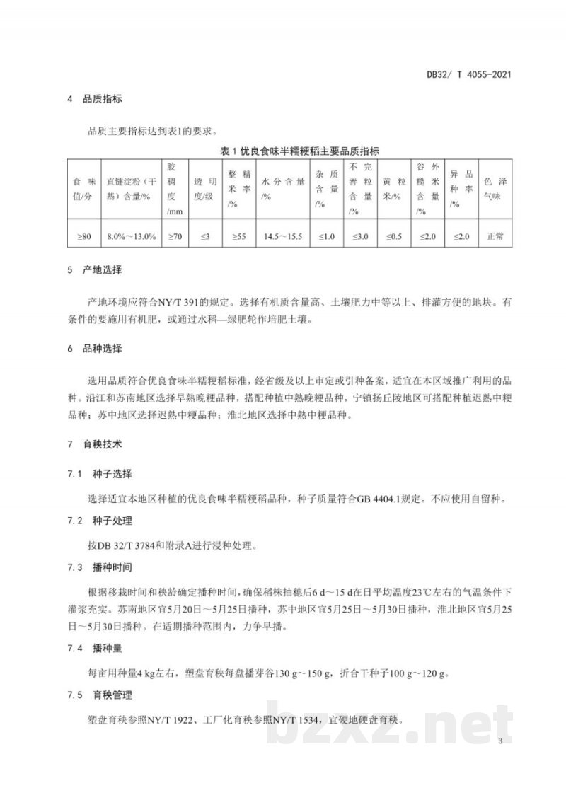 DB32/T 4055-2021优良食味半糯粳稻生产技术规程 DB32/T 4055-2021优良食味半糯粳稻生产技术规程