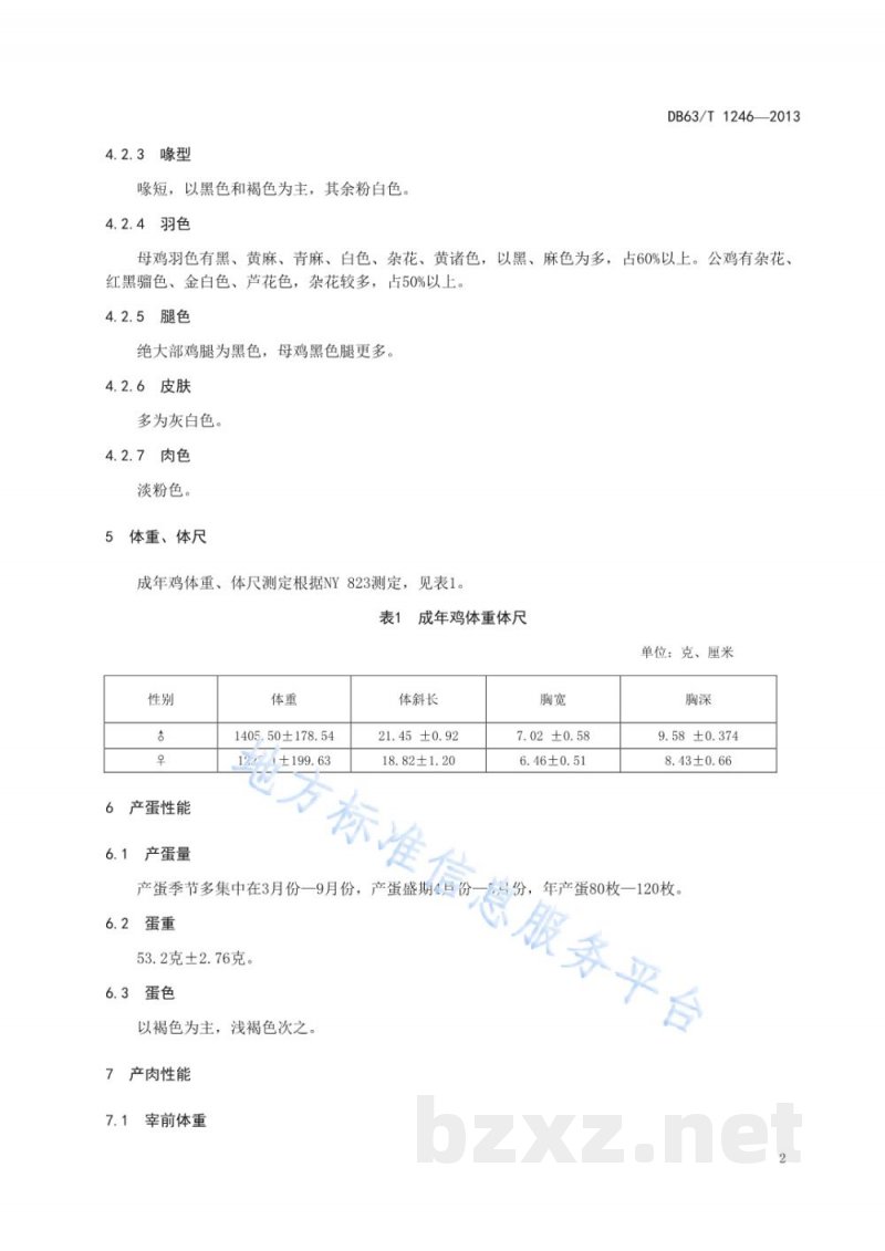 DB63/T 1246-2013海东鸡 DB63/T 1246-2013海东鸡