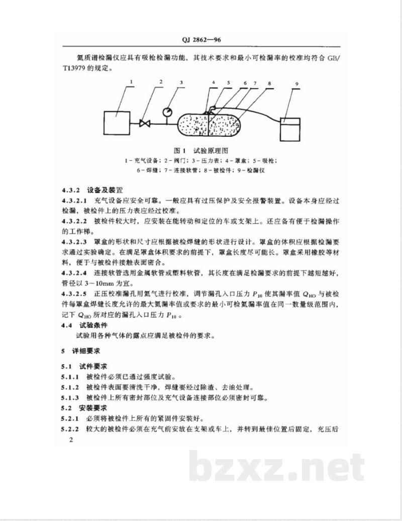 QJ 2862-1996 压力容器焊缝氦质谱吸枪罩盒检漏试验方法 QJ 2862-1996 压力容器焊缝氦质谱吸枪罩盒检漏试验方法