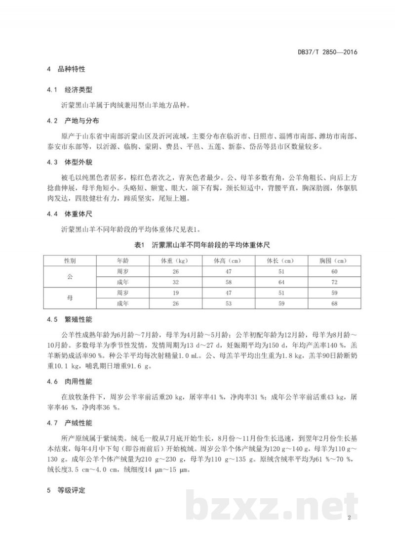 DB37/T 2850-2016沂蒙黑山羊品种评定和饲养管理规范 DB37/T 2850-2016沂蒙黑山羊品种评定和饲养管理规范