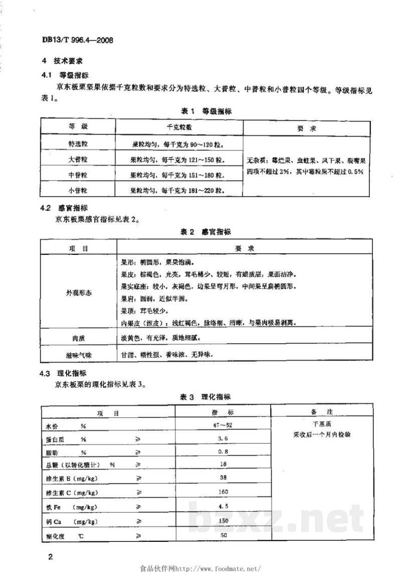 DB13/T 996.4-2008京东板栗综合标准 第4部分 京东板栗 DB13/T 996.4-2008京东板栗综合标准 第4部分 京东板栗