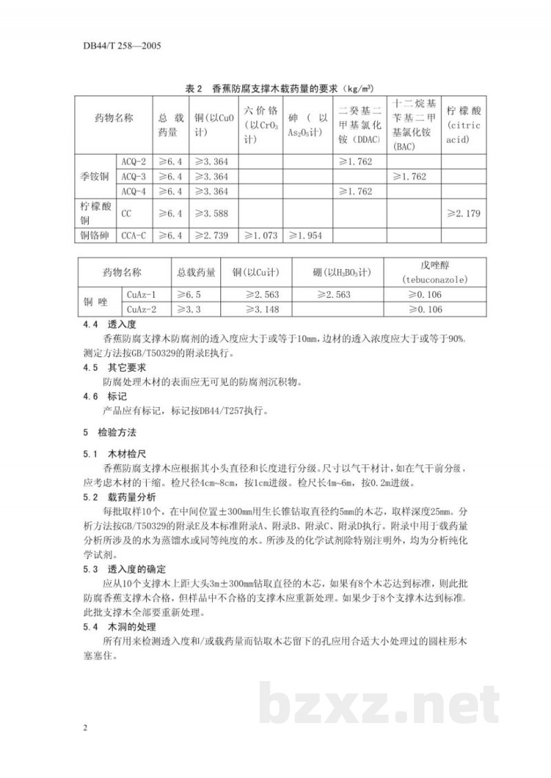DB44/T 258-2005香蕉防腐支撑木 DB44/T 258-2005香蕉防腐支撑木