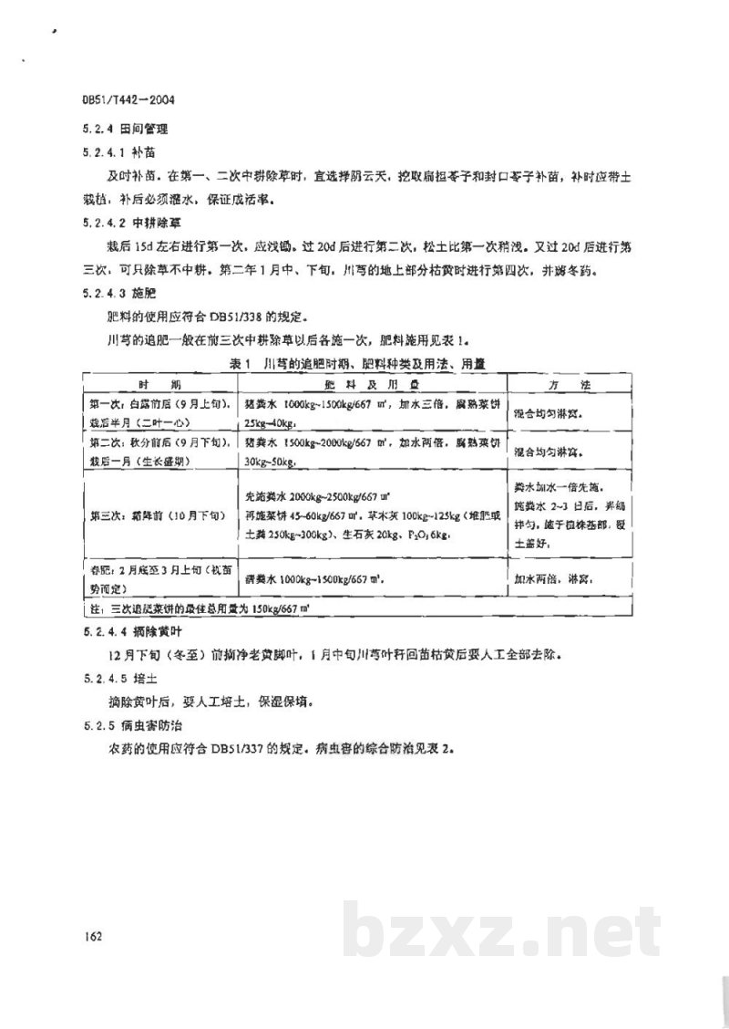 DB51/T 442-2004无公害中药材生产技术规程 川弓 DB51/T 442-2004无公害中药材生产技术规程 川弓