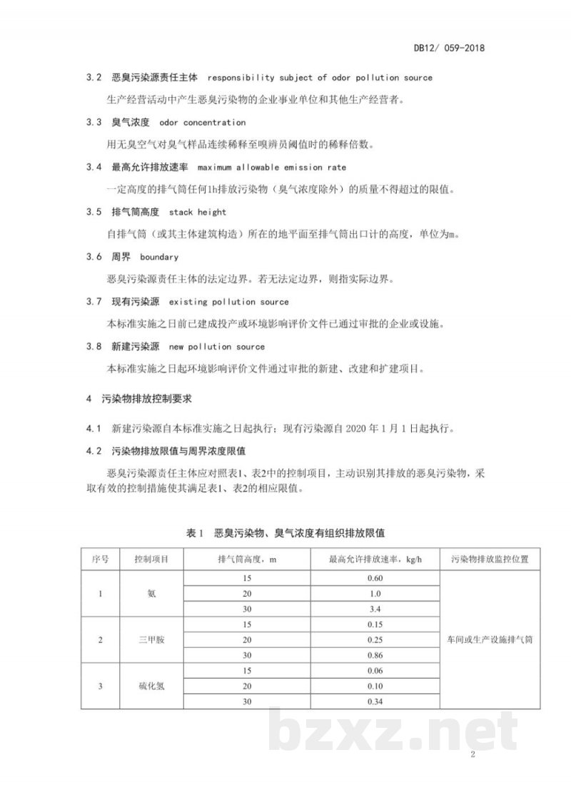 DB12/ 059-2018恶臭污染物排放标准 DB12/ 059-2018恶臭污染物排放标准