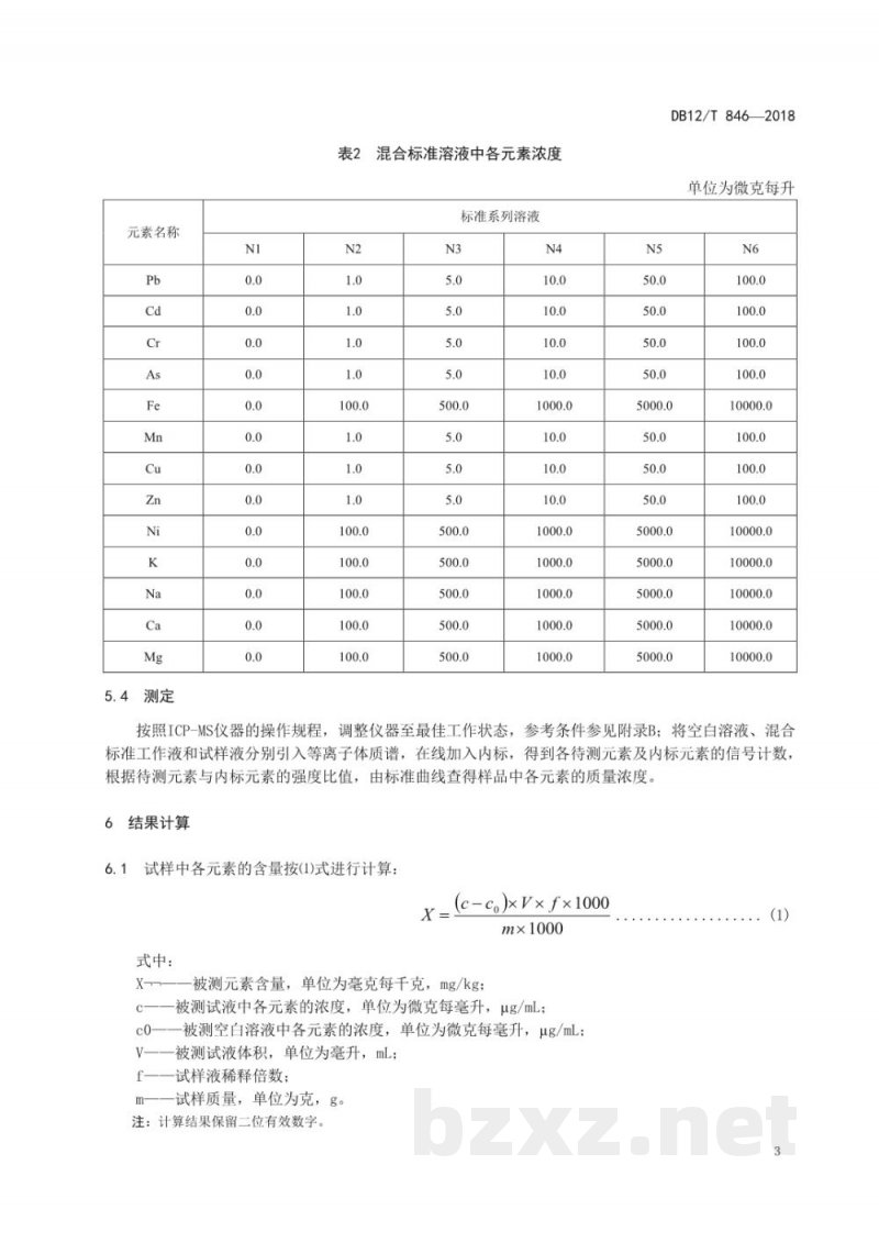 DB12/T 846-2018植物源性农产品中铅、镉、铬、砷、铁、锰、铜、锌、镍、钾、钠、钙、镁的测定 电感耦合等离子体质谱法 DB12/T 846-2018植物源性农产品中铅、镉、铬、砷、铁、锰、铜、锌、镍、钾、钠、钙、镁的测定 电感耦合等离子体质谱法