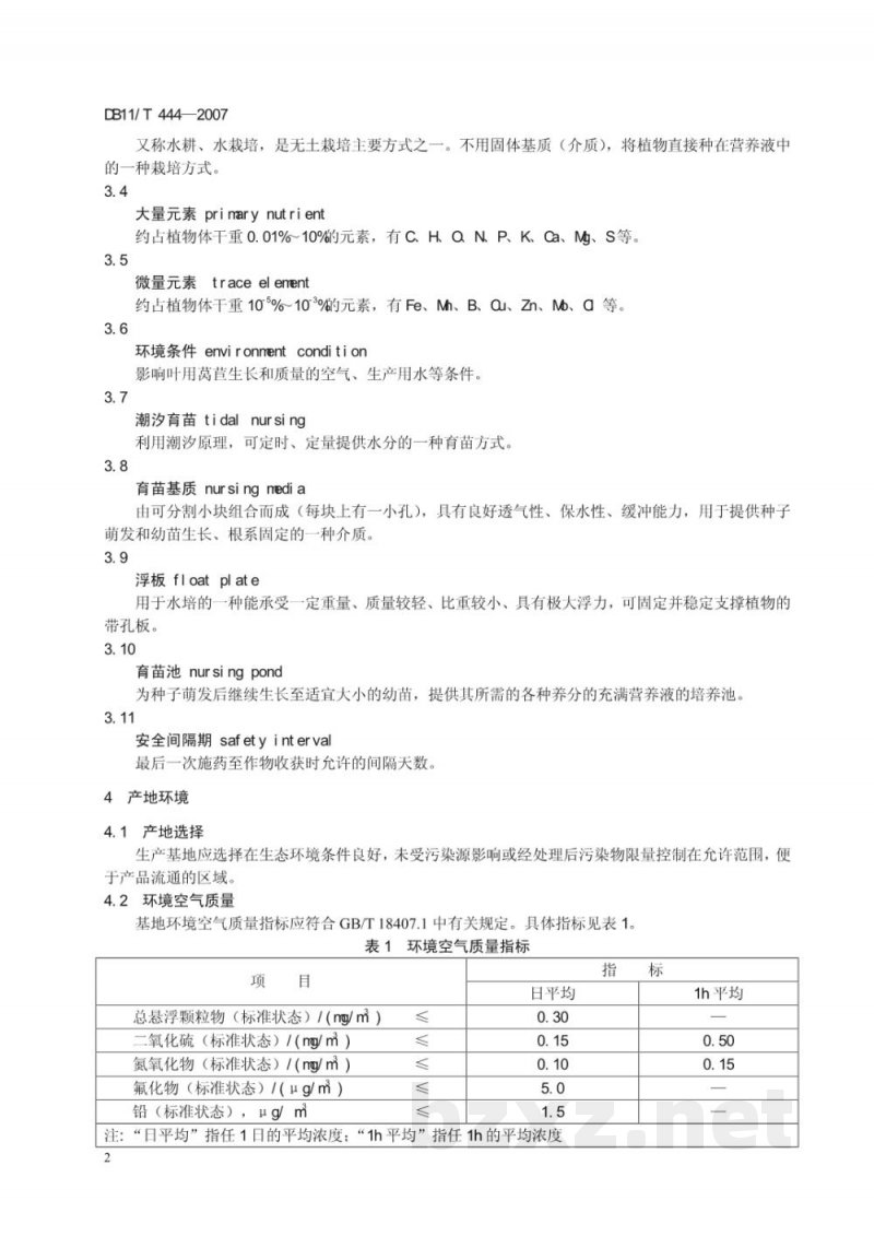 DB11/T 444-2007叶用莴苣水培生产技术规程 DB11/T 444-2007叶用莴苣水培生产技术规程