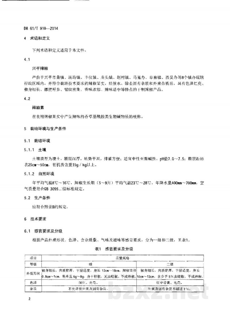 DB61/T 910-2014地理标志产品 兴平辣椒 DB61/T 910-2014地理标志产品 兴平辣椒
