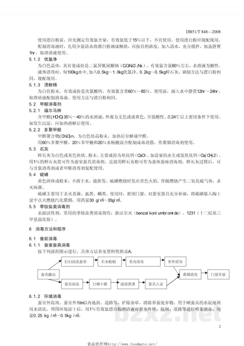DB51/T 848-2008养蚕消毒技术规程 DB51/T 848-2008养蚕消毒技术规程