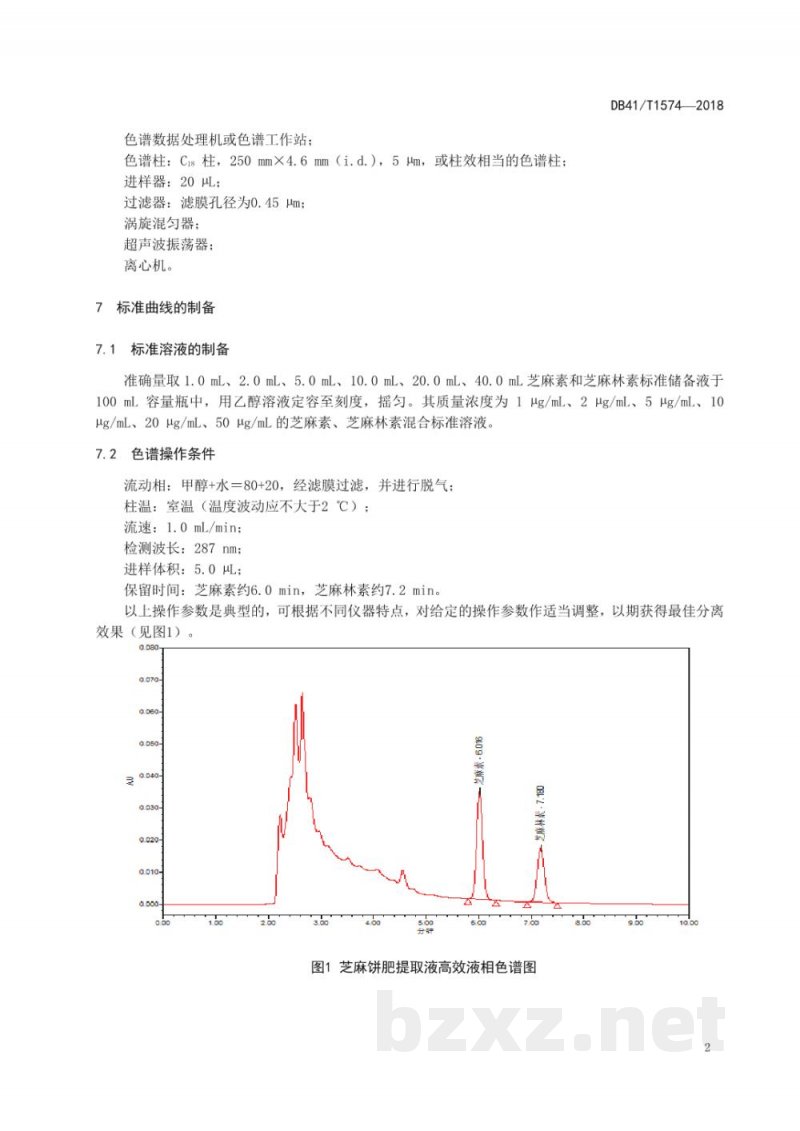 DB41/T 1574-2018芝麻饼肥中芝麻素和芝麻林素含量的测定 高效液相色谱法 DB41/T 1574-2018芝麻饼肥中芝麻素和芝麻林素含量的测定 高效液相色谱法