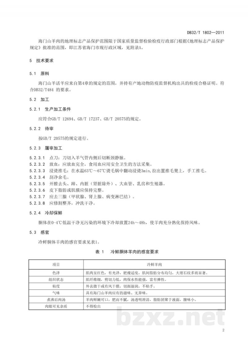 DB32/T 1802-2011地理标志产品 海门山羊肉 DB32/T 1802-2011地理标志产品 海门山羊肉