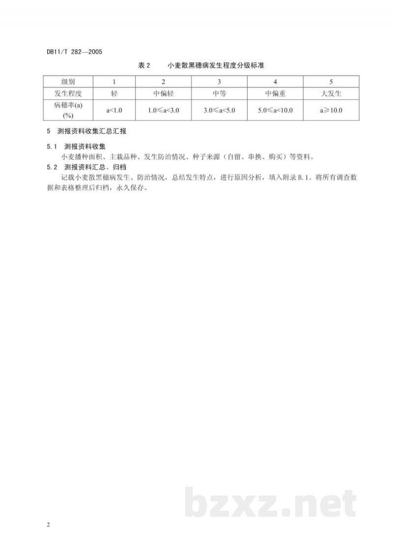 DB11/T 282-2005小麦散黑穗病测报调查规范 DB11/T 282-2005小麦散黑穗病测报调查规范