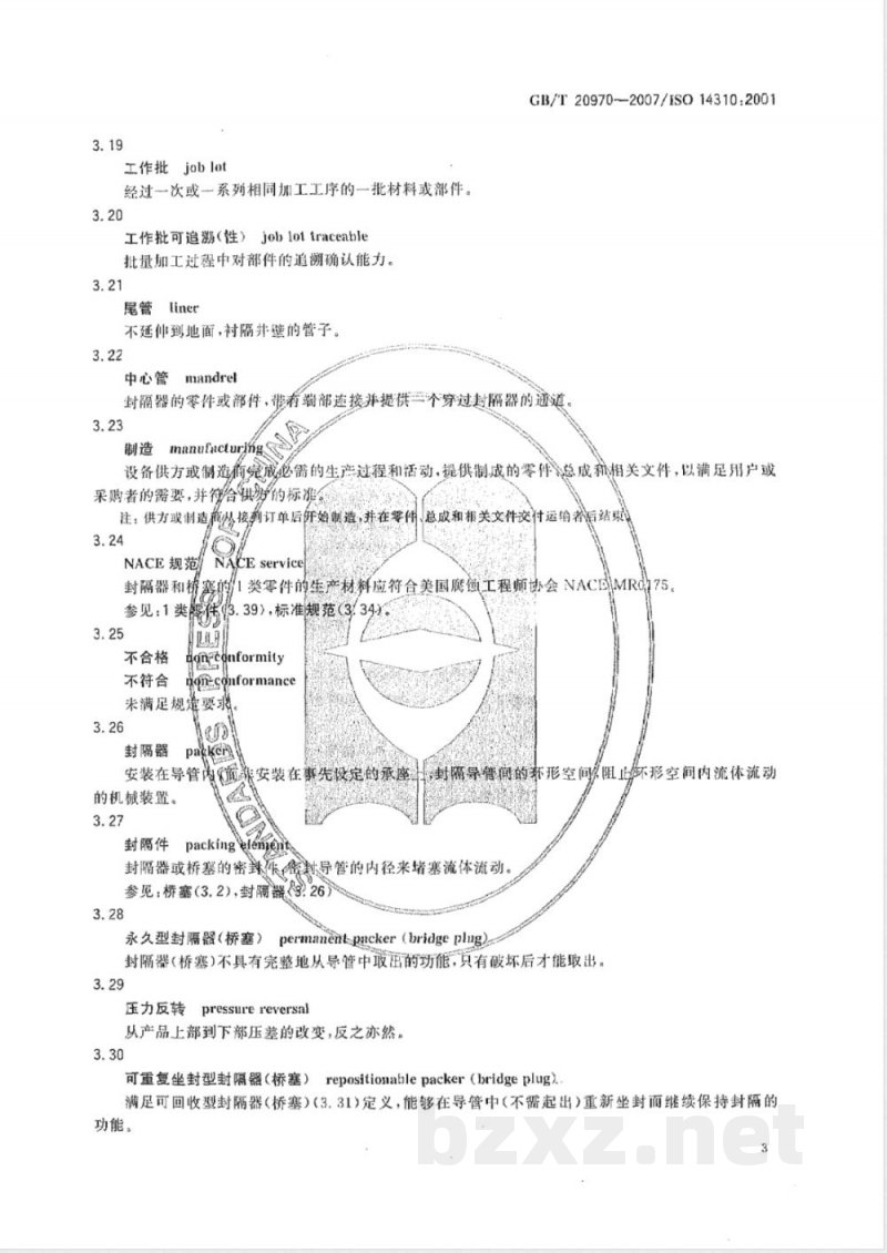 GB/T 20970-2007 石油天然气工业 井下工具 封隔器和桥塞 GB/T 20970-2007 石油天然气工业 井下工具 封隔器和桥塞