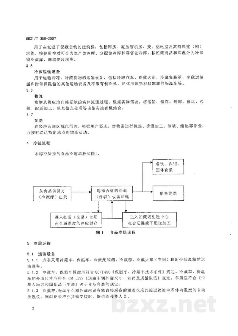 DB31/T 388-2007食品冷链物流技术与规范 DB31/T 388-2007食品冷链物流技术与规范