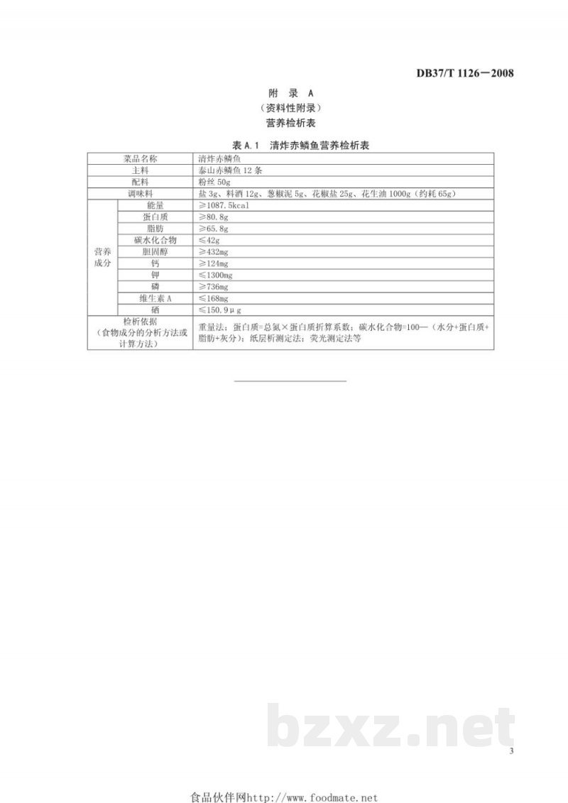 DB37/T 1126-2008鲁菜 清炸赤鳞鱼