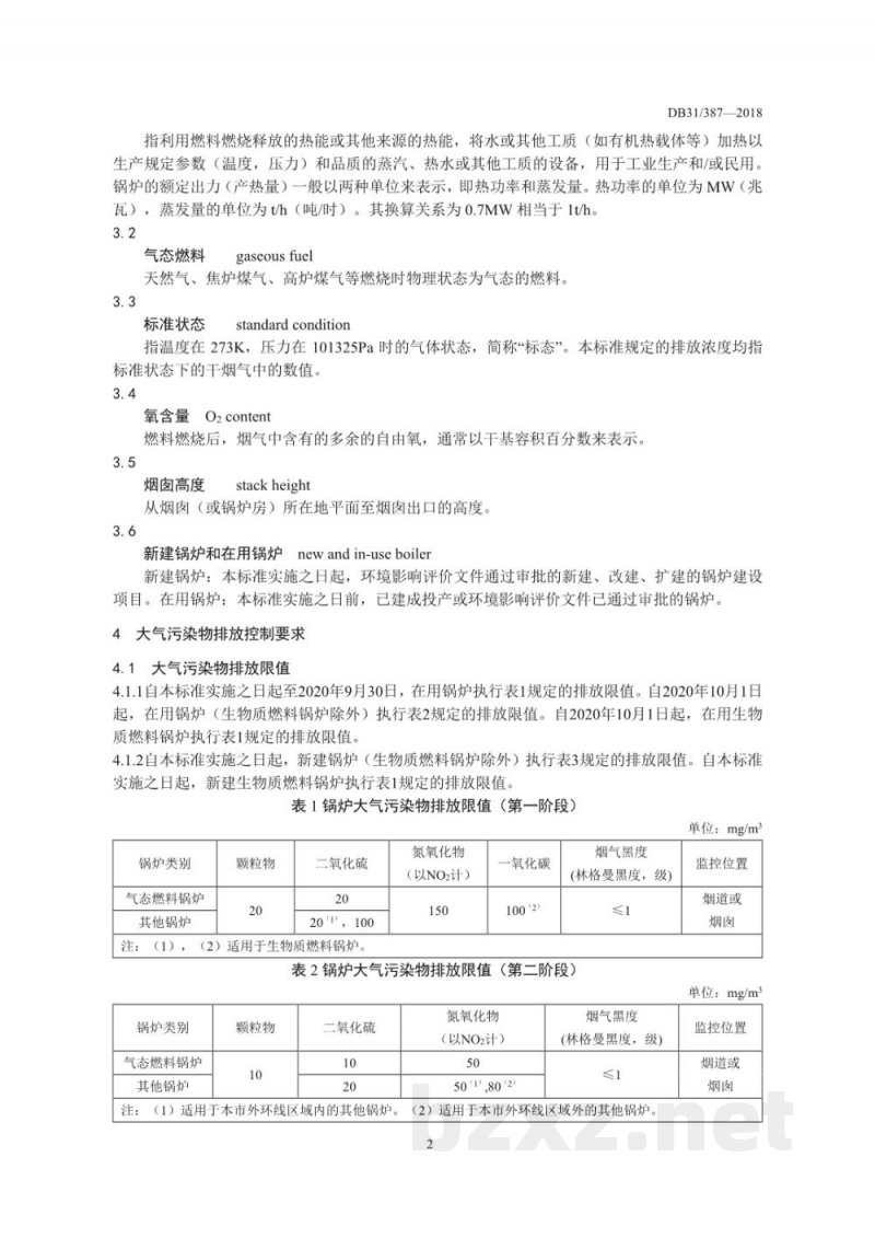 DB31/ 387-2018锅炉大气污染物排放标准 DB31/ 387-2018锅炉大气污染物排放标准