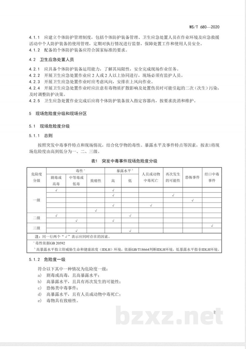 WS/T 680-2020突发中毒事件卫生应急处置人员防护导则 WS/T 680-2020突发中毒事件卫生应急处置人员防护导则