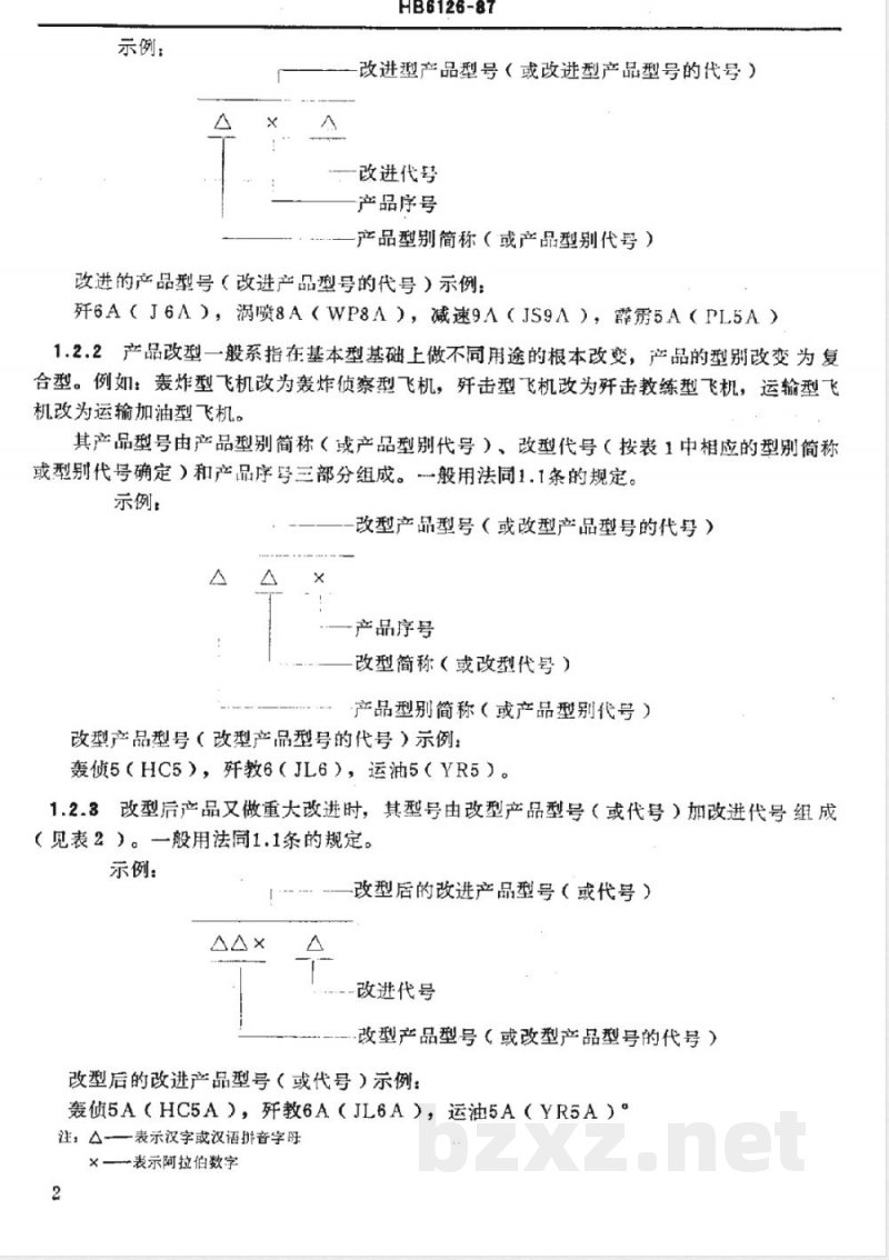 HB 6126-1987 航空主机产品型号命名