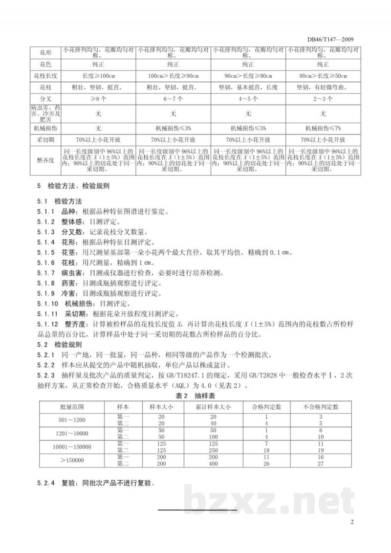 DB46/T 147-2009文心兰切花产品质量等级标准 DB46/T 147-2009文心兰切花产品质量等级标准