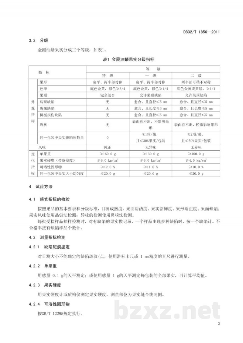 DB32/T 1856-2011金霞油蟠桃分级 DB32/T 1856-2011金霞油蟠桃分级