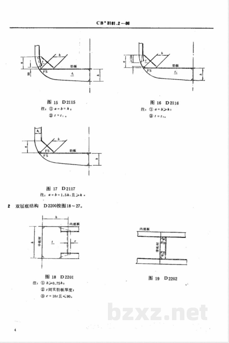 CB* 3181.2-1986 船体结构 节点、零部件(船长小于90m)