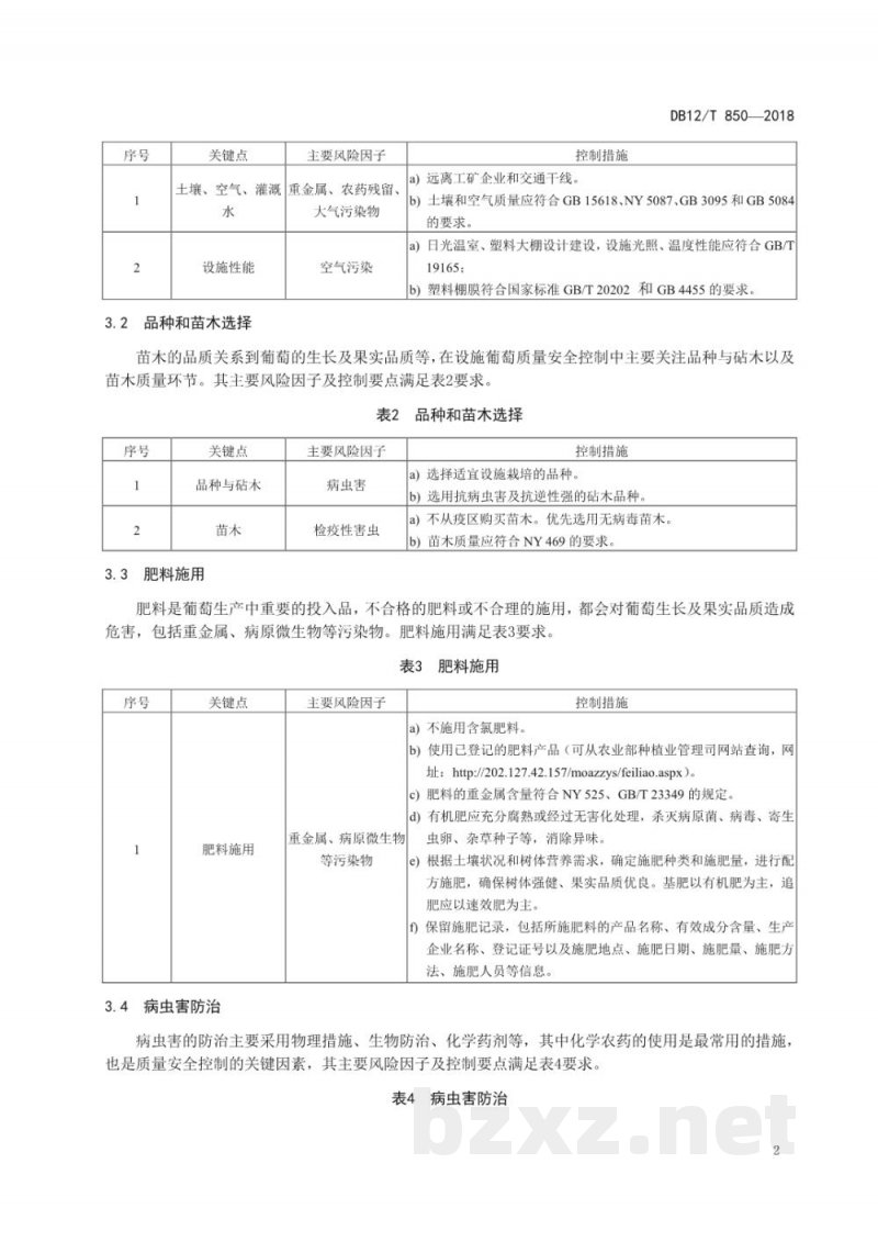 DB12/T 850-2018设施葡萄质量安全风险控制技术规范 DB12/T 850-2018设施葡萄质量安全风险控制技术规范