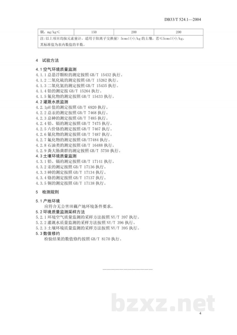 DB33/T 524.1-2004无公害田藕 第1部分:产地环境条件 DB33/T 524.1-2004无公害田藕 第1部分:产地环境条件