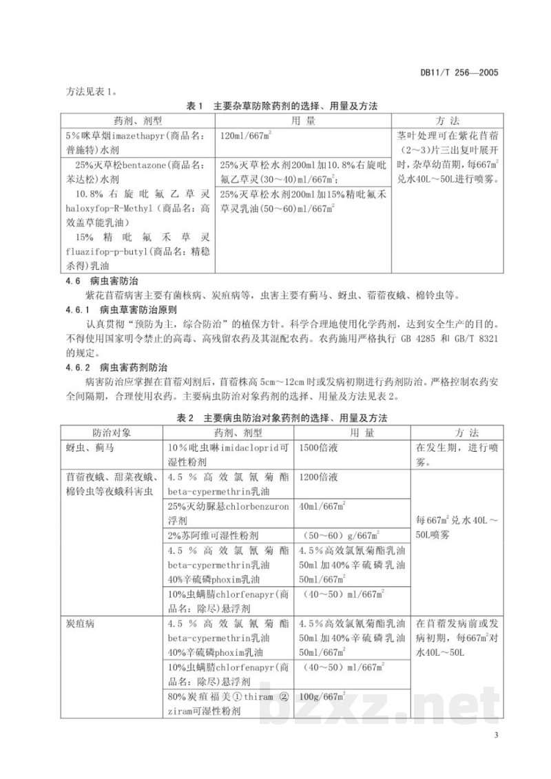 DB11/T 256-2005紫花苜蓿生产技术规程 DB11/T 256-2005紫花苜蓿生产技术规程