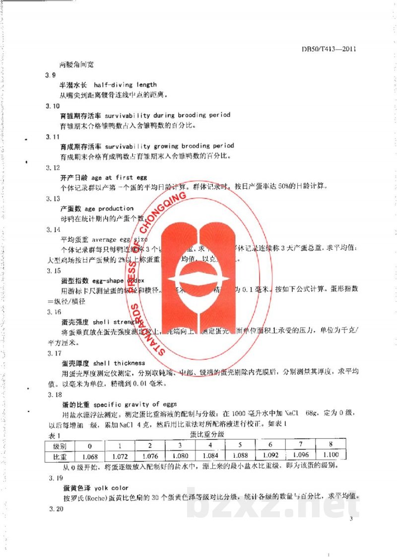 DB50/T 413-2011麻旺鸭 DB50/T 413-2011麻旺鸭