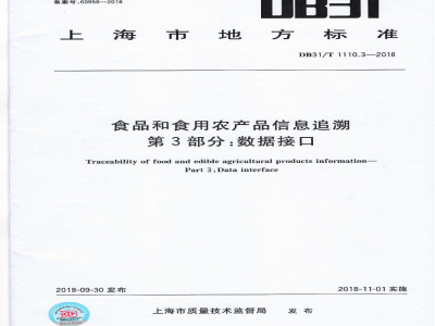 DB31/T 1110.3-2018食品和食用农产品信息追溯 第3部分：数据接口