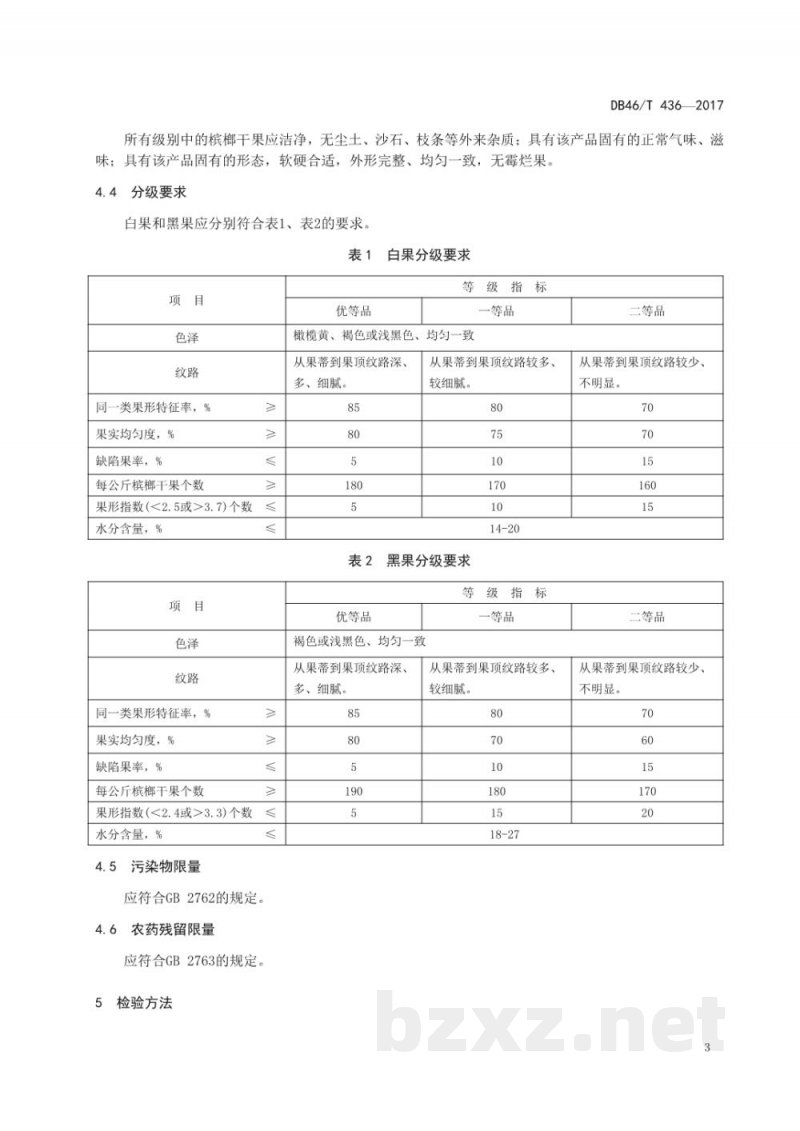 DB46/T 436-2017槟榔干果等级规格 DB46/T 436-2017槟榔干果等级规格