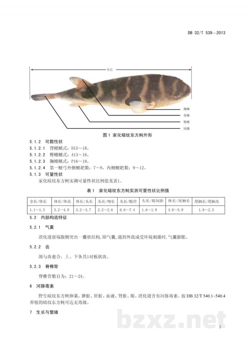 DB32/T 539-2013家化暗纹东方鲀 DB32/T 539-2013家化暗纹东方鲀