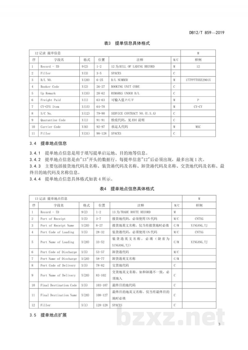 DB12/T 859-2019国际海运出口单证申报EDI报文标准 DB12/T 859-2019国际海运出口单证申报EDI报文标准
