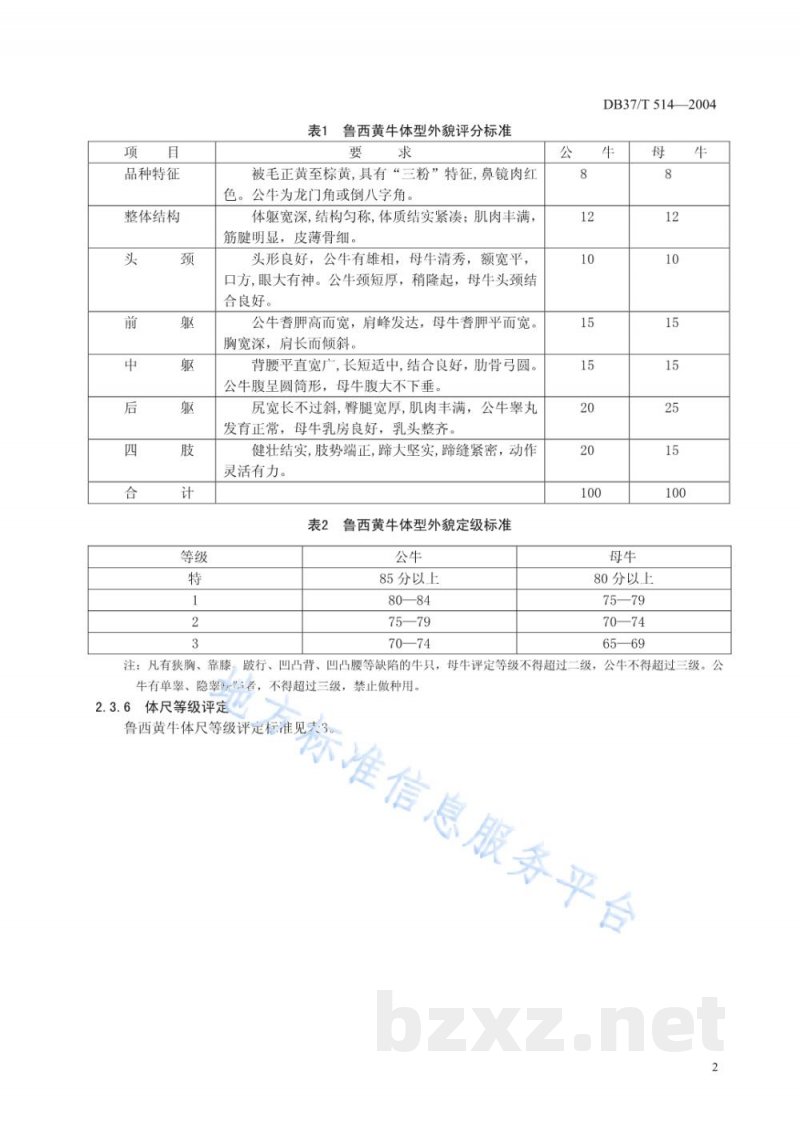 DB37/T 514-2004鲁西黄牛 DB37/T 514-2004鲁西黄牛