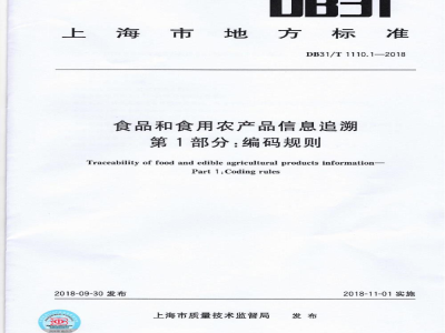 DB31/T 1110.1-2018食品和食用农产品信息追溯 第1部分：编码规则