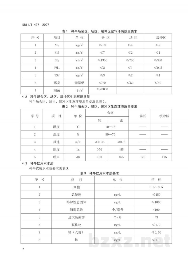 DB11/T 427-2007种牛场舍区、场区、缓冲区环境质量 DB11/T 427-2007种牛场舍区、场区、缓冲区环境质量