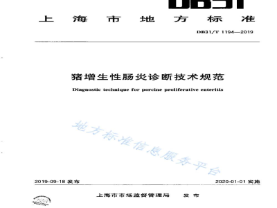 DB31/T 1194-2019猪增生性肠炎诊断技术规范